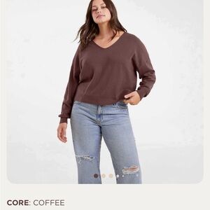 Nuuds Luxe Knit V Neck Sweater in Coffee. NWOT. Never worn. Smoke free home.